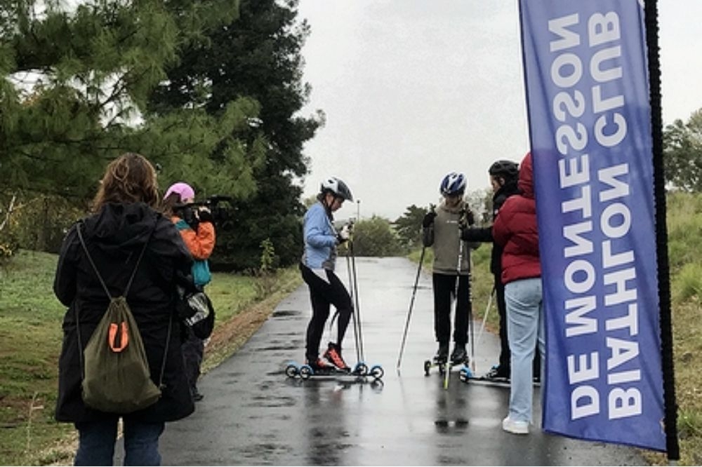UNE SEANCE SKI ROUES PAR CORINE POUR TV C8...