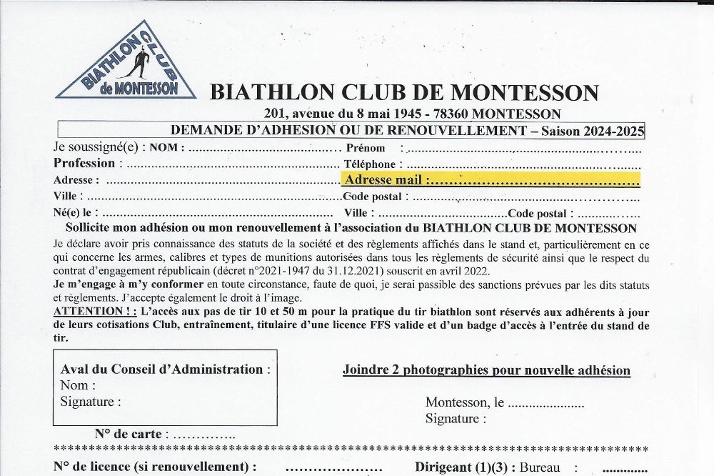 FICHE ADHESION 2024-2025